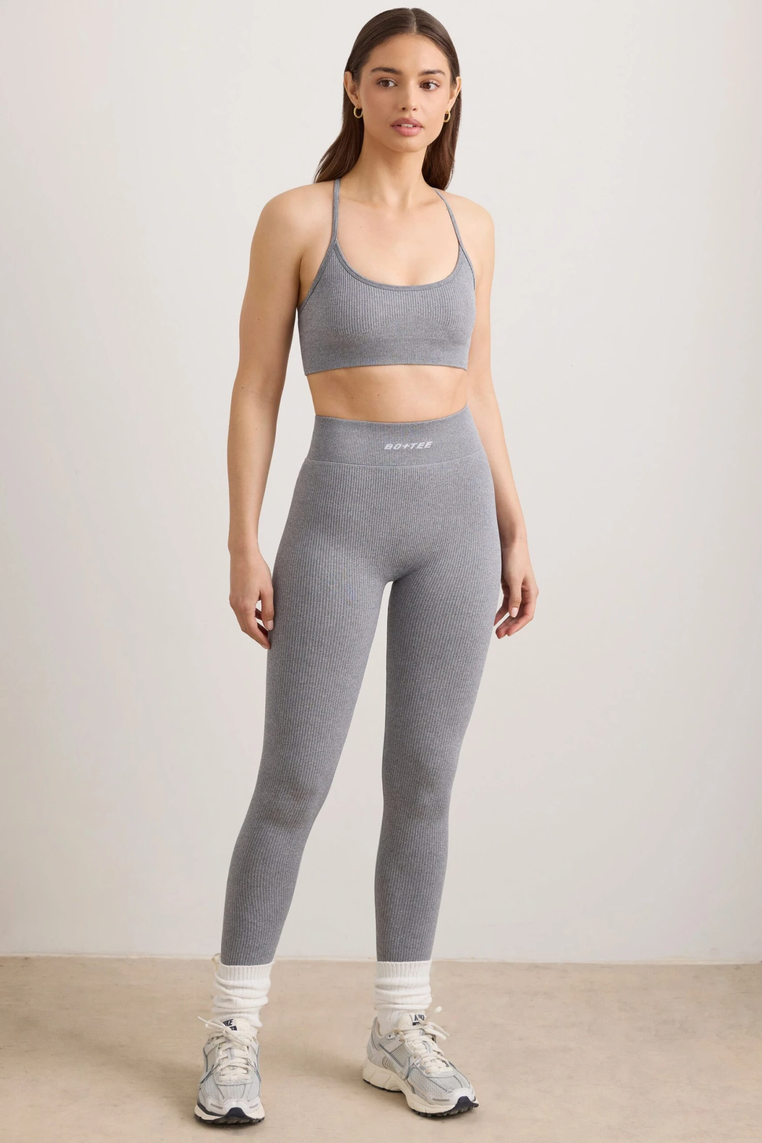 Flow - FlexiRib High Waist Leggings In Grey Melange - Image 8