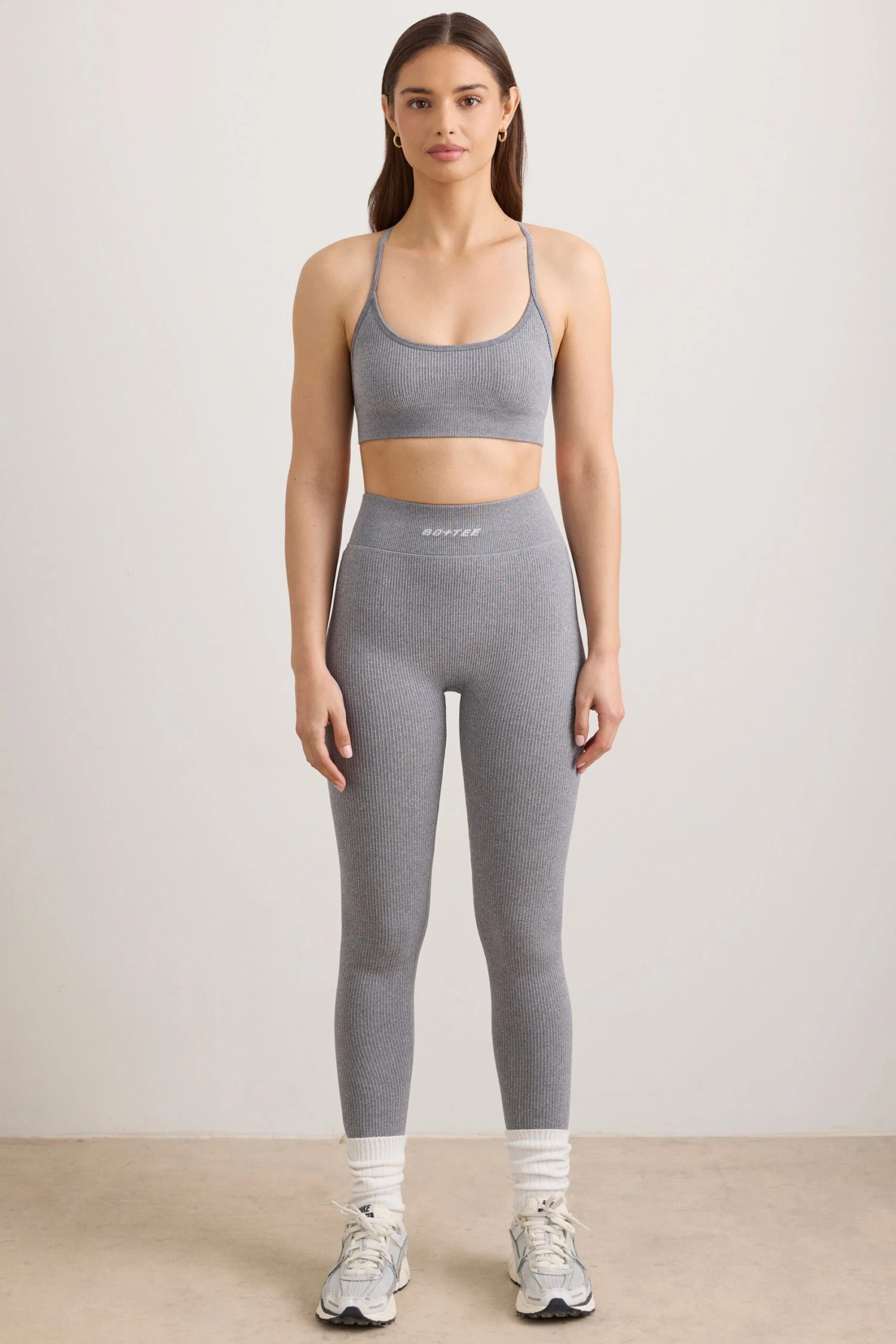 Flow - FlexiRib High Waist Leggings In Grey Melange - Image 9