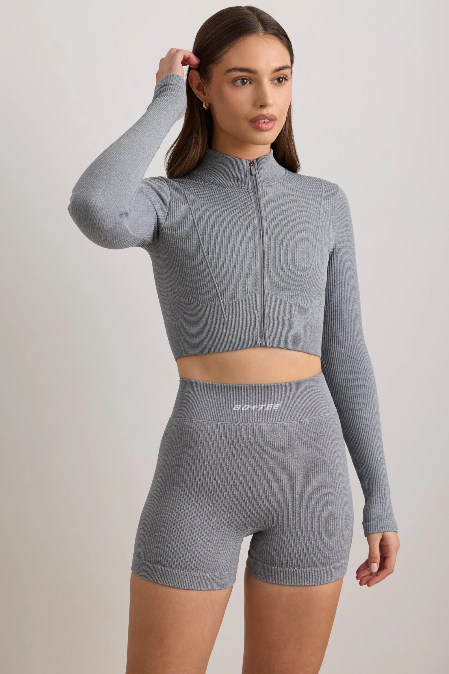 Reform - FlexiRib Cropped Jacket In Grey Melange - Image 7