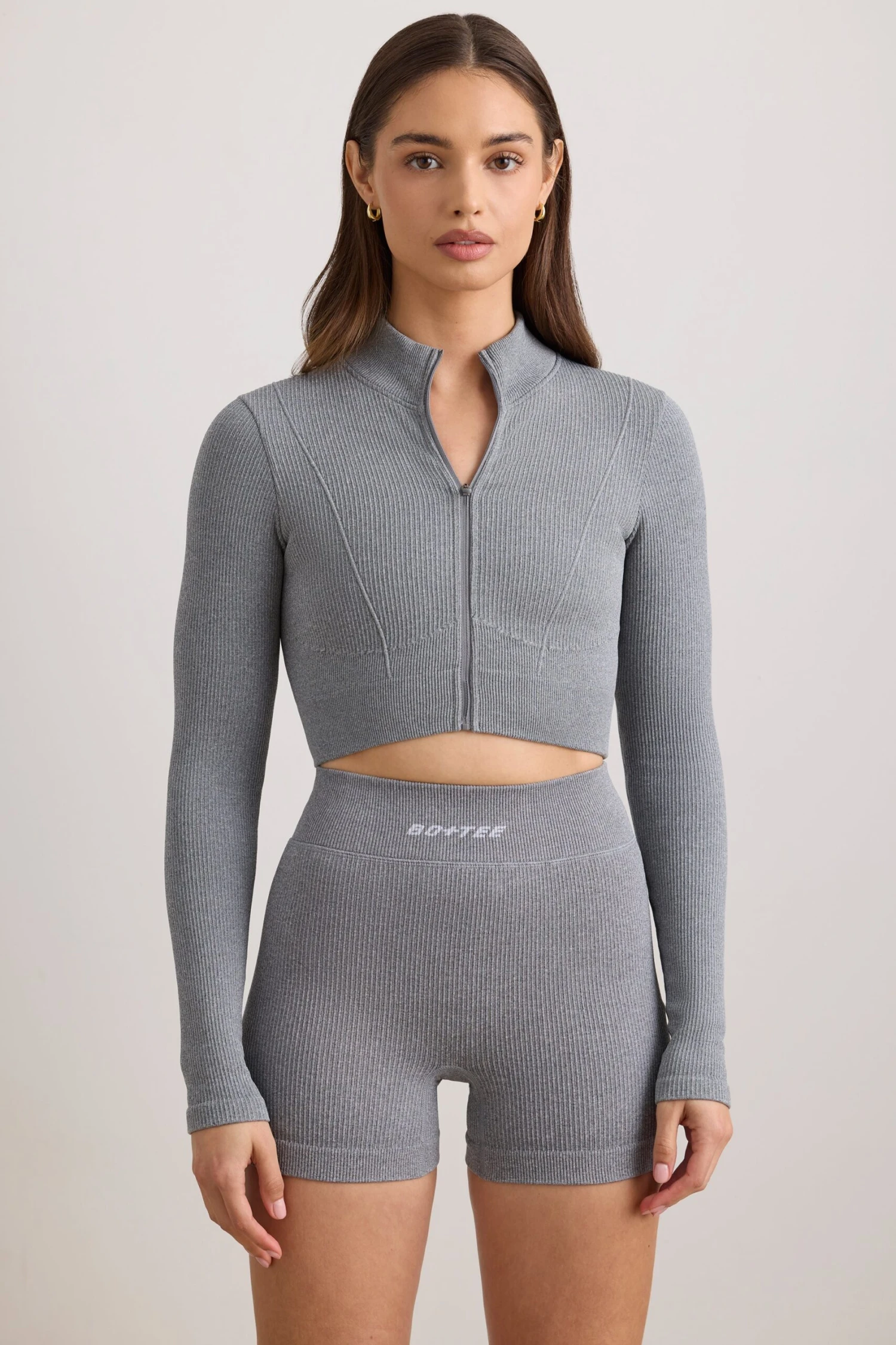 Reform - FlexiRib Cropped Jacket In Grey Melange - Image 8