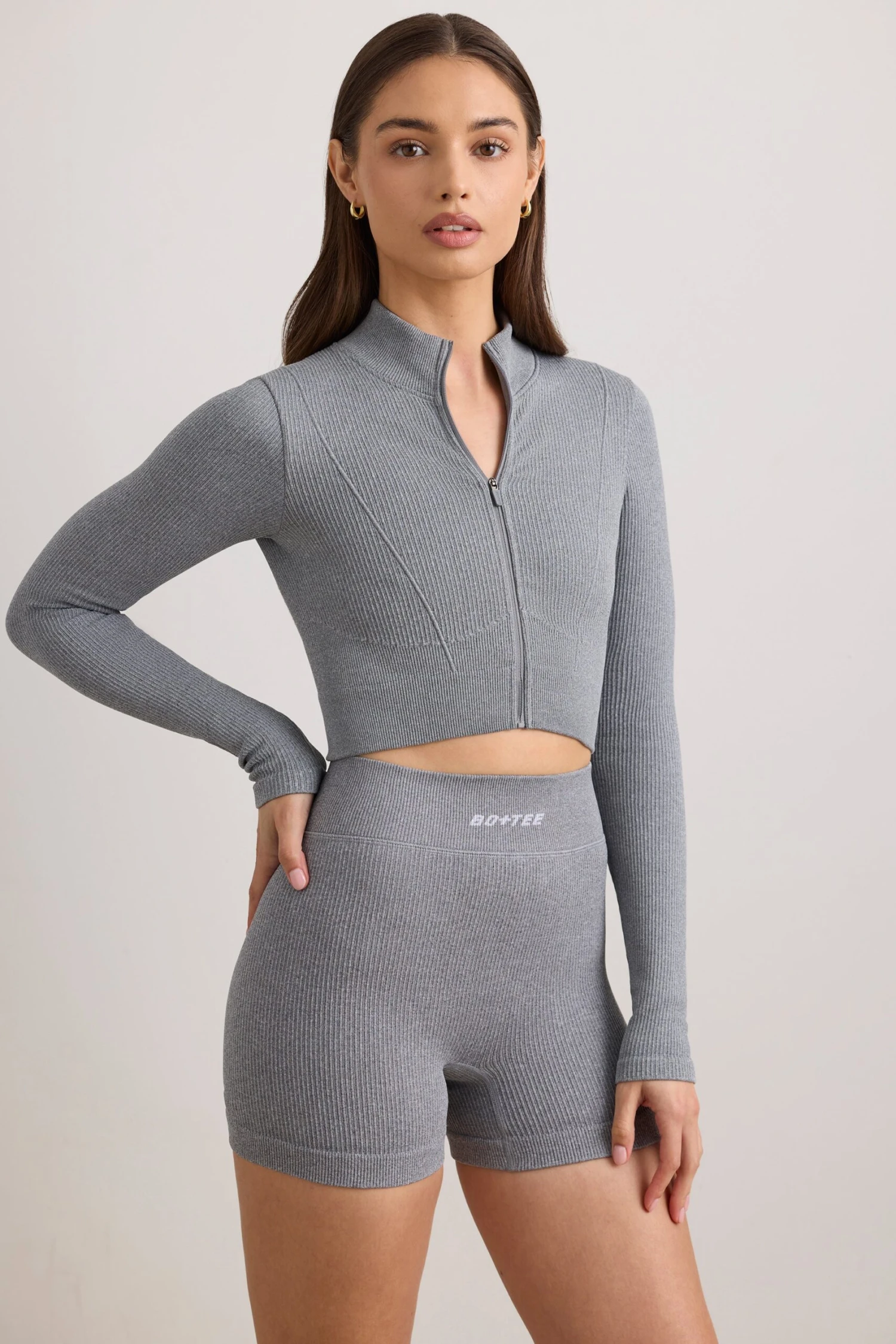 Reform - FlexiRib Cropped Jacket In Grey Melange - Image 9