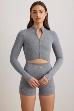 Reform - FlexiRib Cropped Jacket In Grey Melange