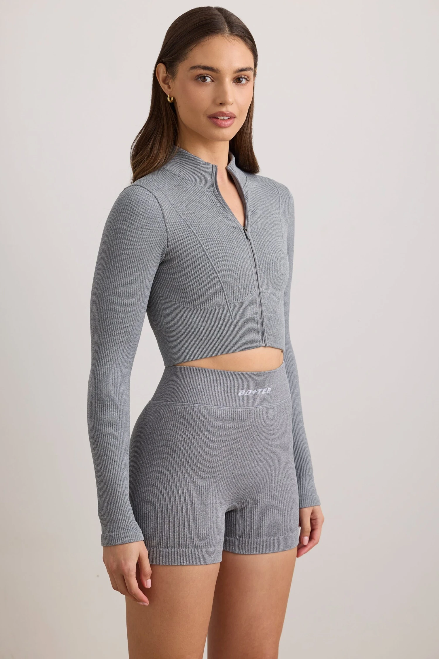 Reform - FlexiRib Cropped Jacket In Grey Melange - Image 5