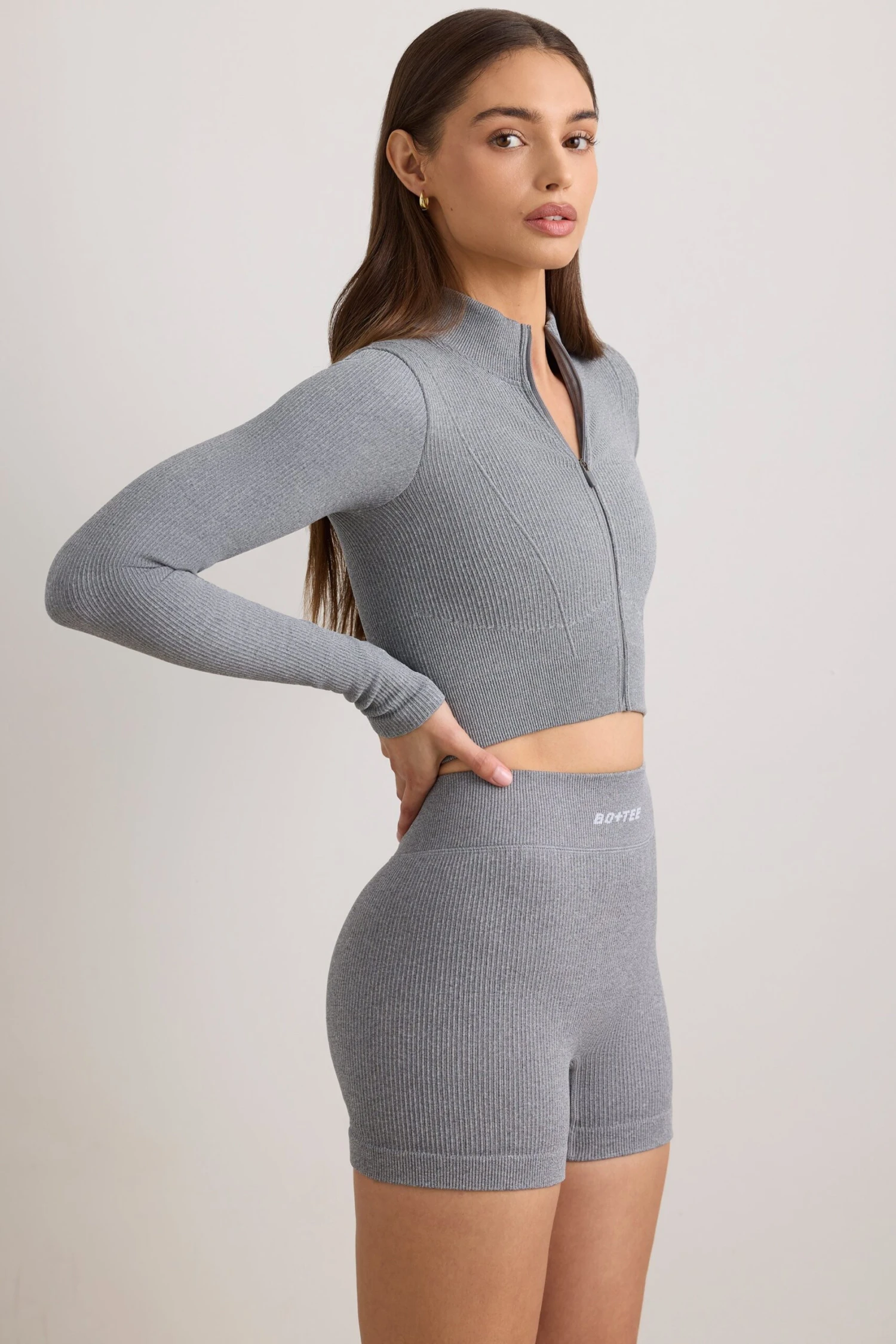 Reform - FlexiRib Cropped Jacket In Grey Melange - Image 2