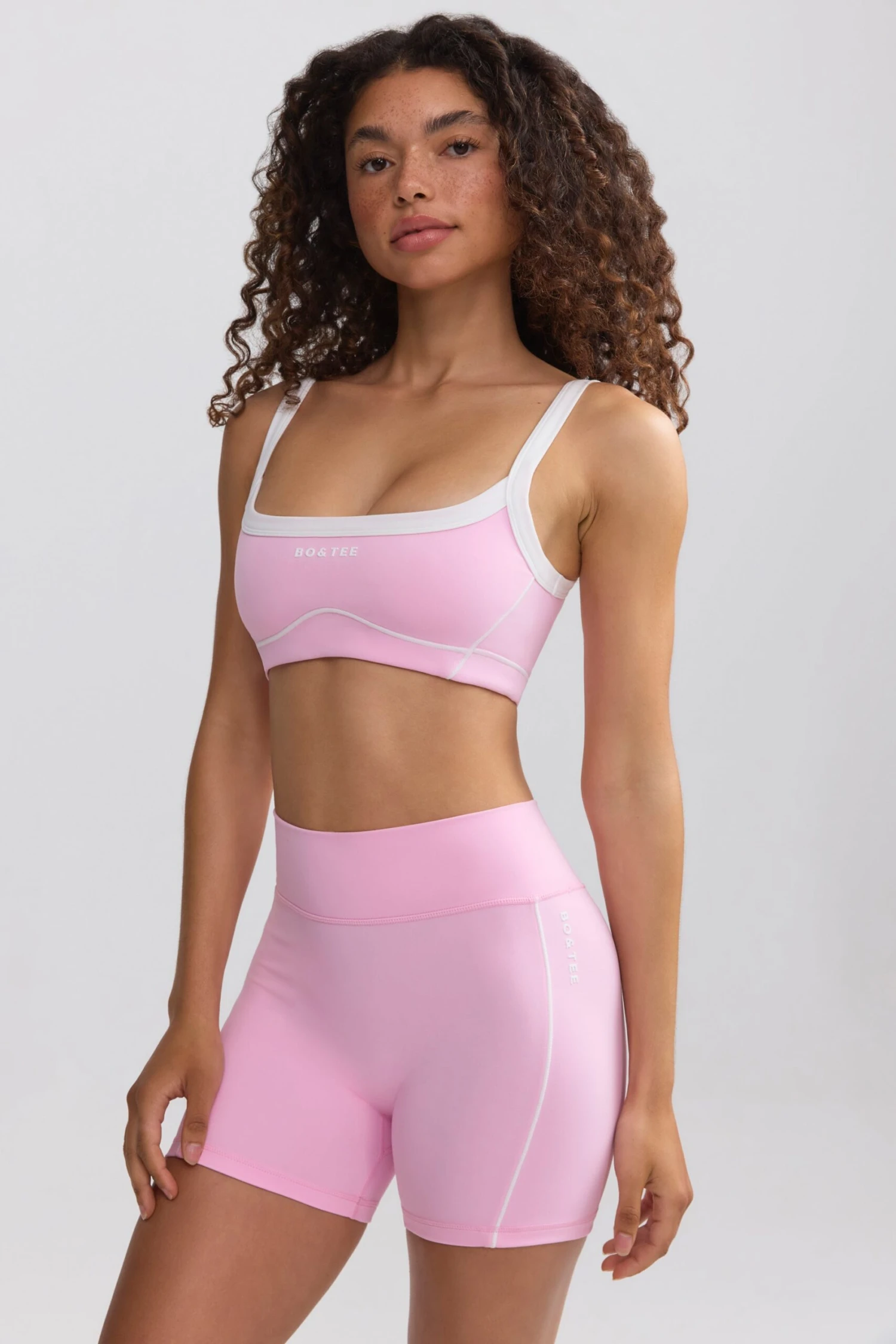Soft Active Contrast-Trim Mini Shorts In Baby Pink - Image 7