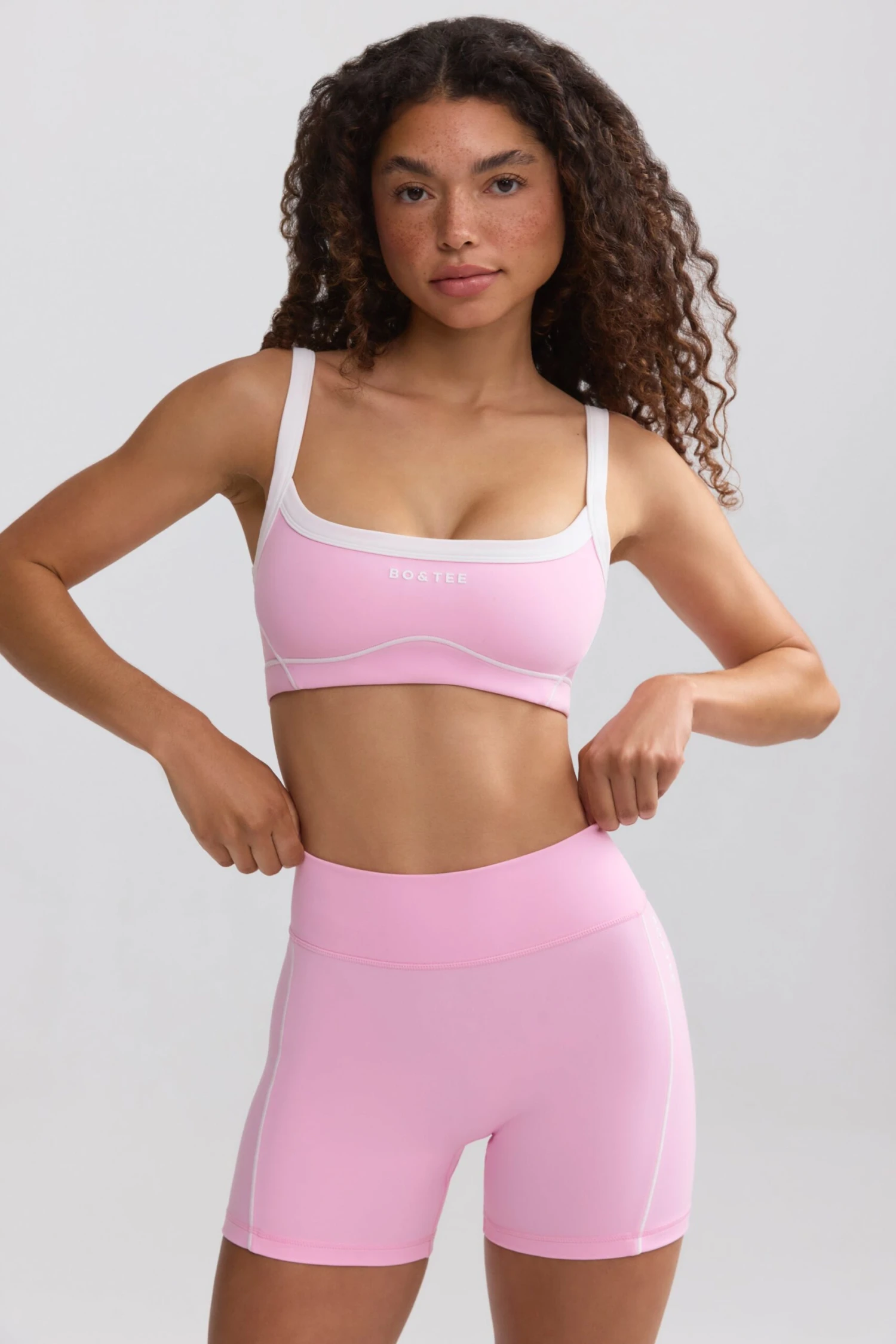 Soft Active Contrast-Trim Mini Shorts In Baby Pink - Image 4