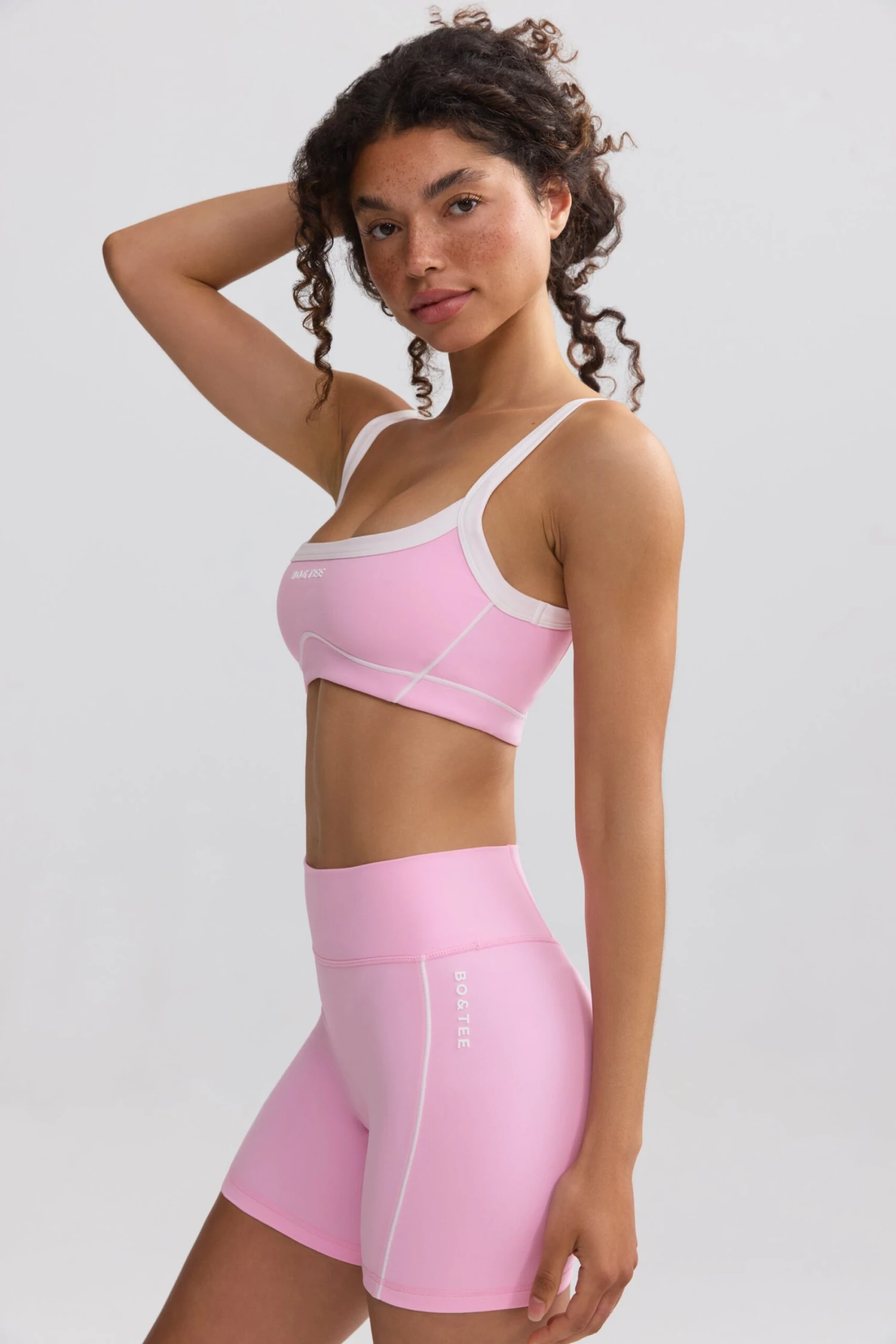 Soft Active Contrast-Trim Mini Shorts In Baby Pink - Image 2