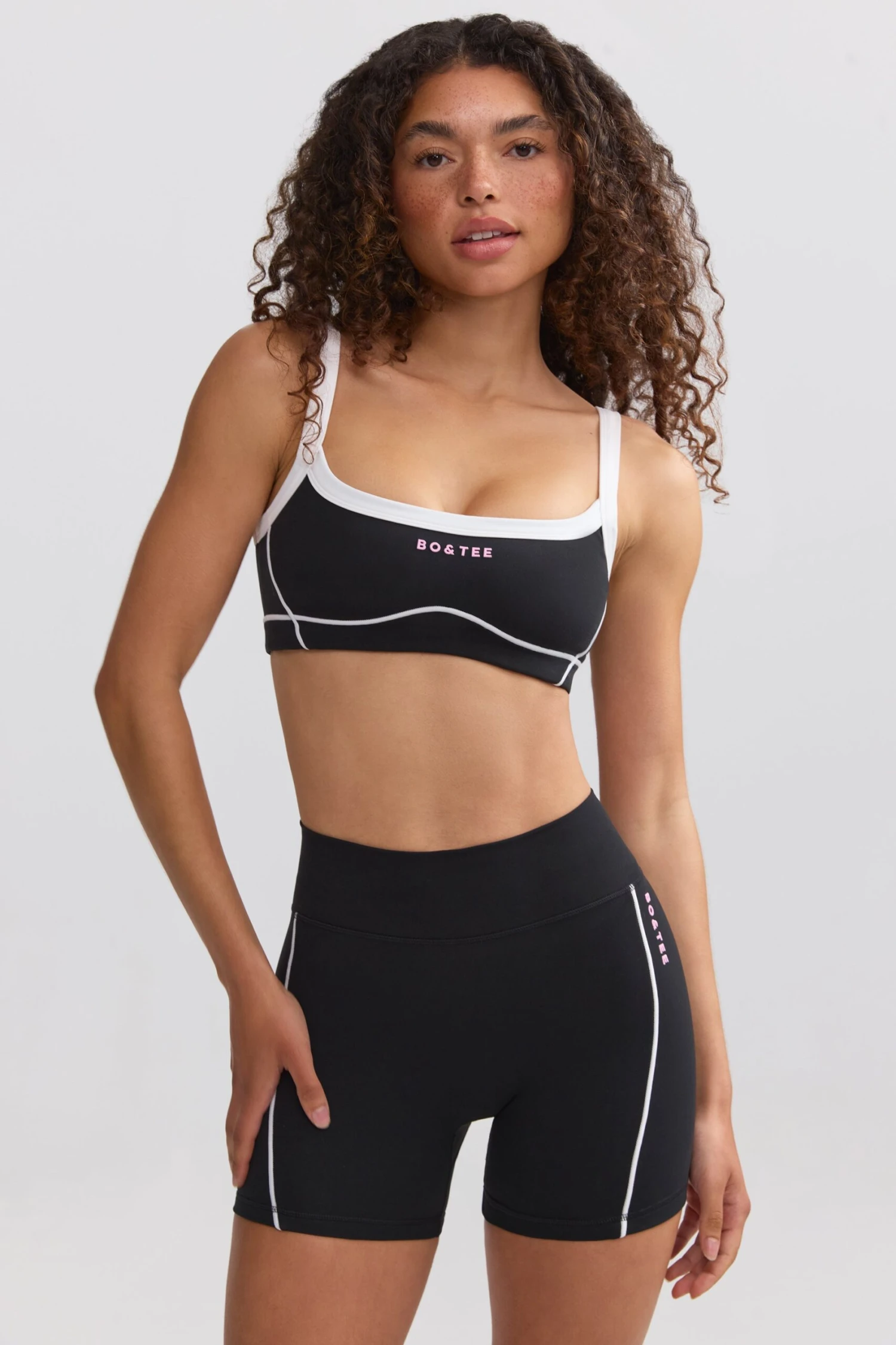 Soft Active Contrast-Trim Mini Shorts In Black - Image 7