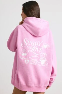 Sunday Love - Oversized Hoodie In Bubblegum Pink
