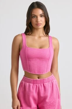 Desire - Corset Crop Top In Hot Pink