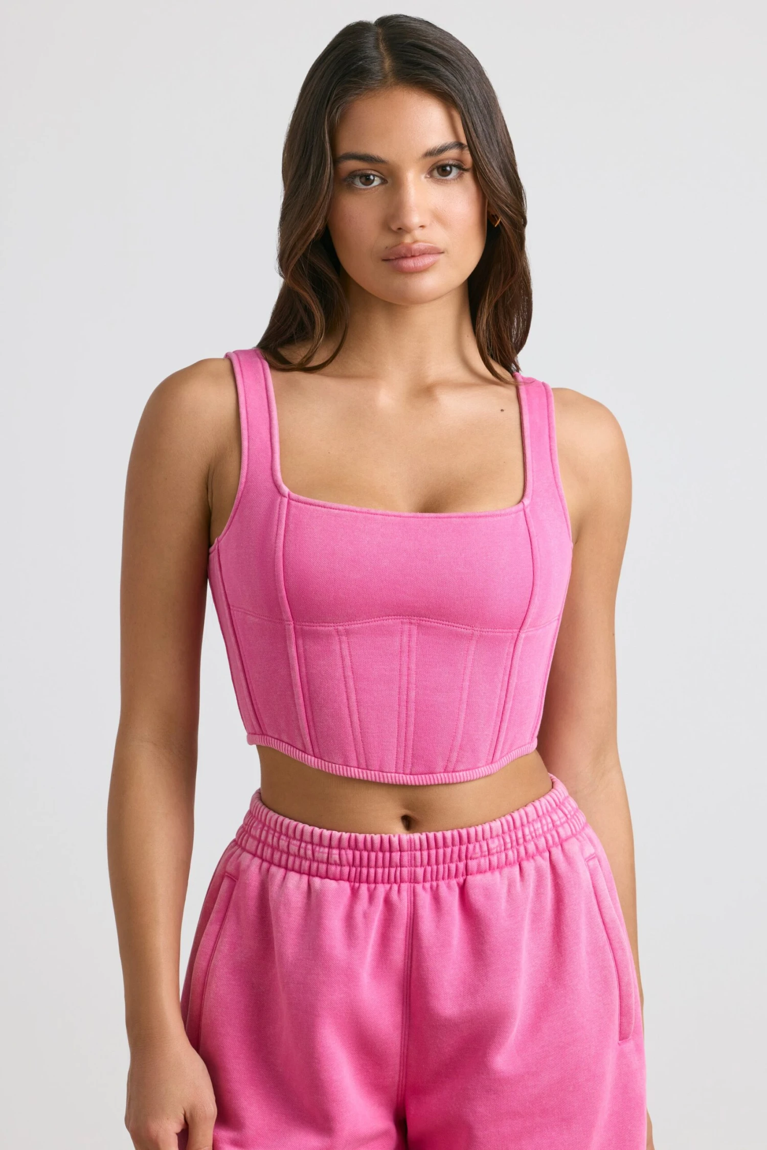 Desire - Corset Crop Top In Hot Pink