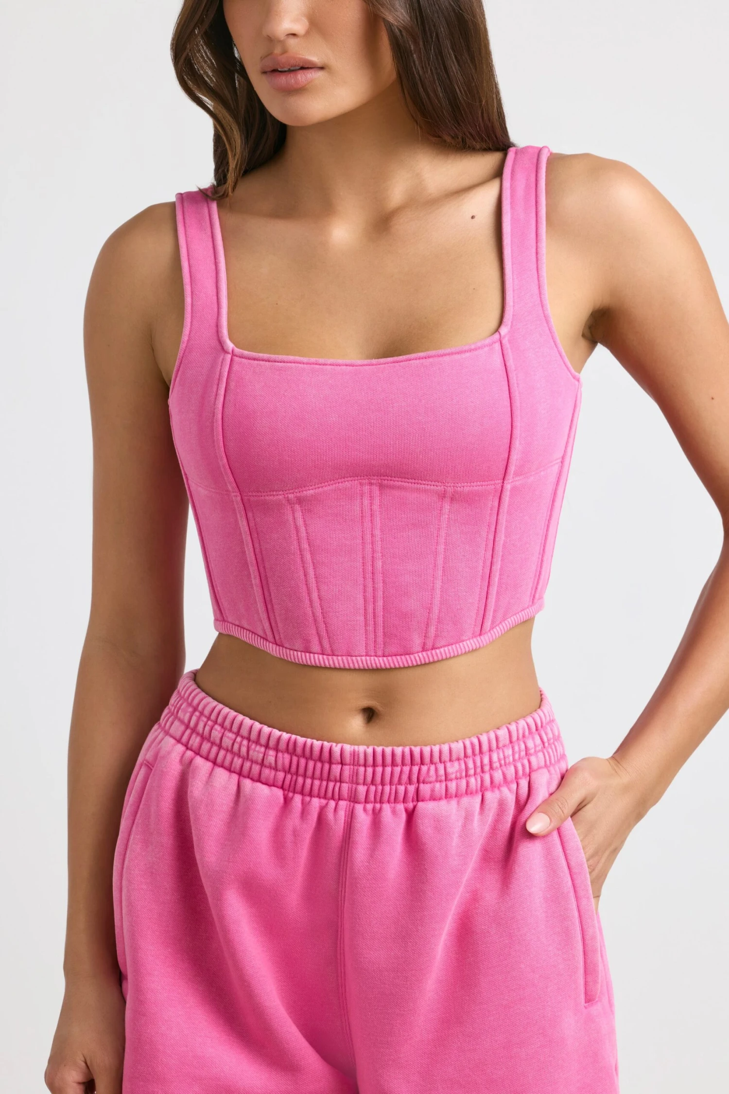 Desire - Corset Crop Top In Hot Pink - Image 4