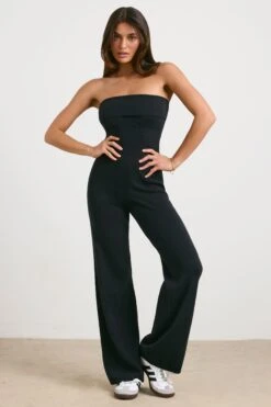 Timeless - Petite Chunky Knit Kick Flare Unitard In Black