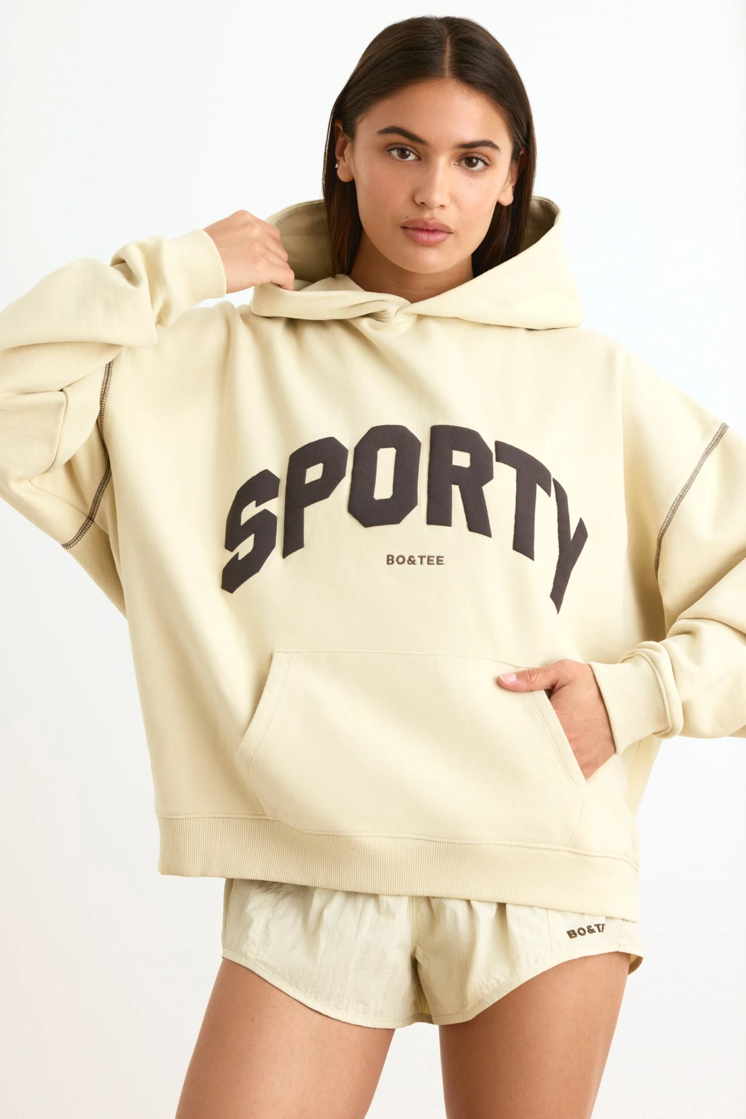 Oversized Hoodie In Bone - Image 5