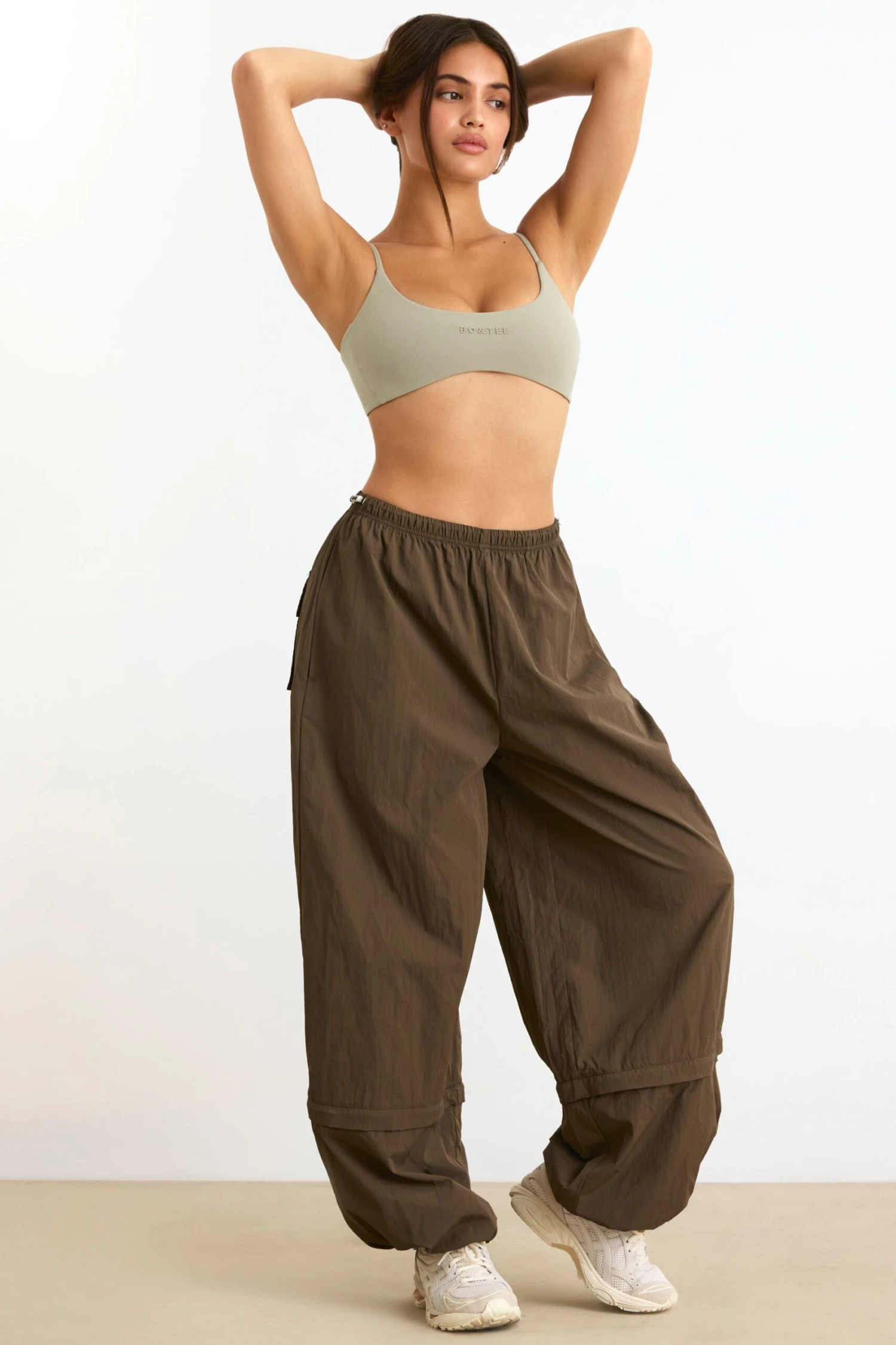 Convertible Wide Leg Track Pants In Espresso - Image 5