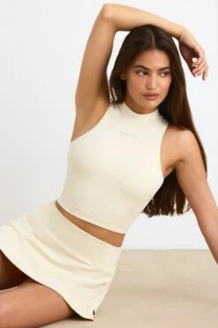 Soft Active High-Neck Tank Top In Bone