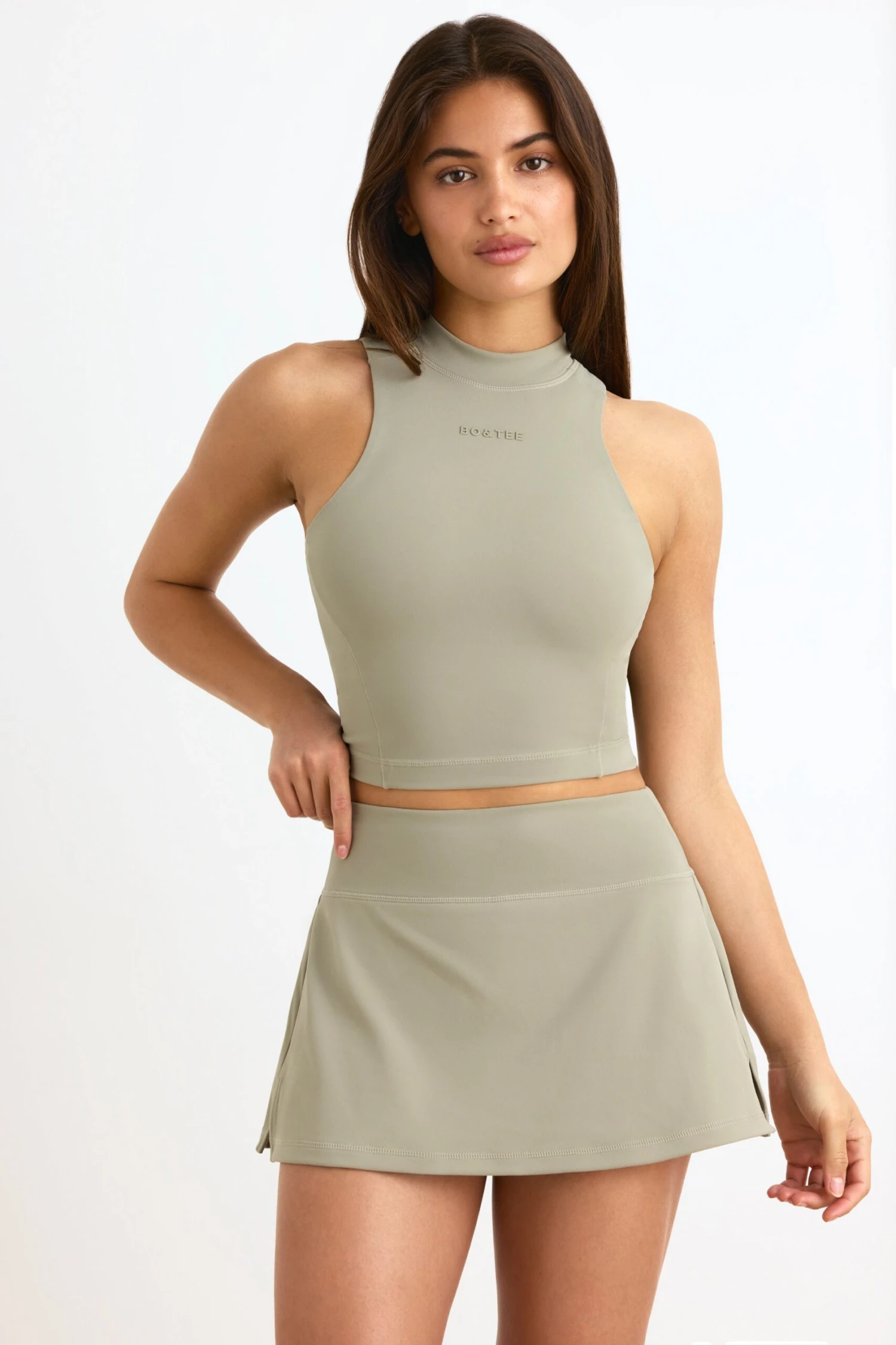 Soft Active High-Neck Tank Top In Mineral - Image 7