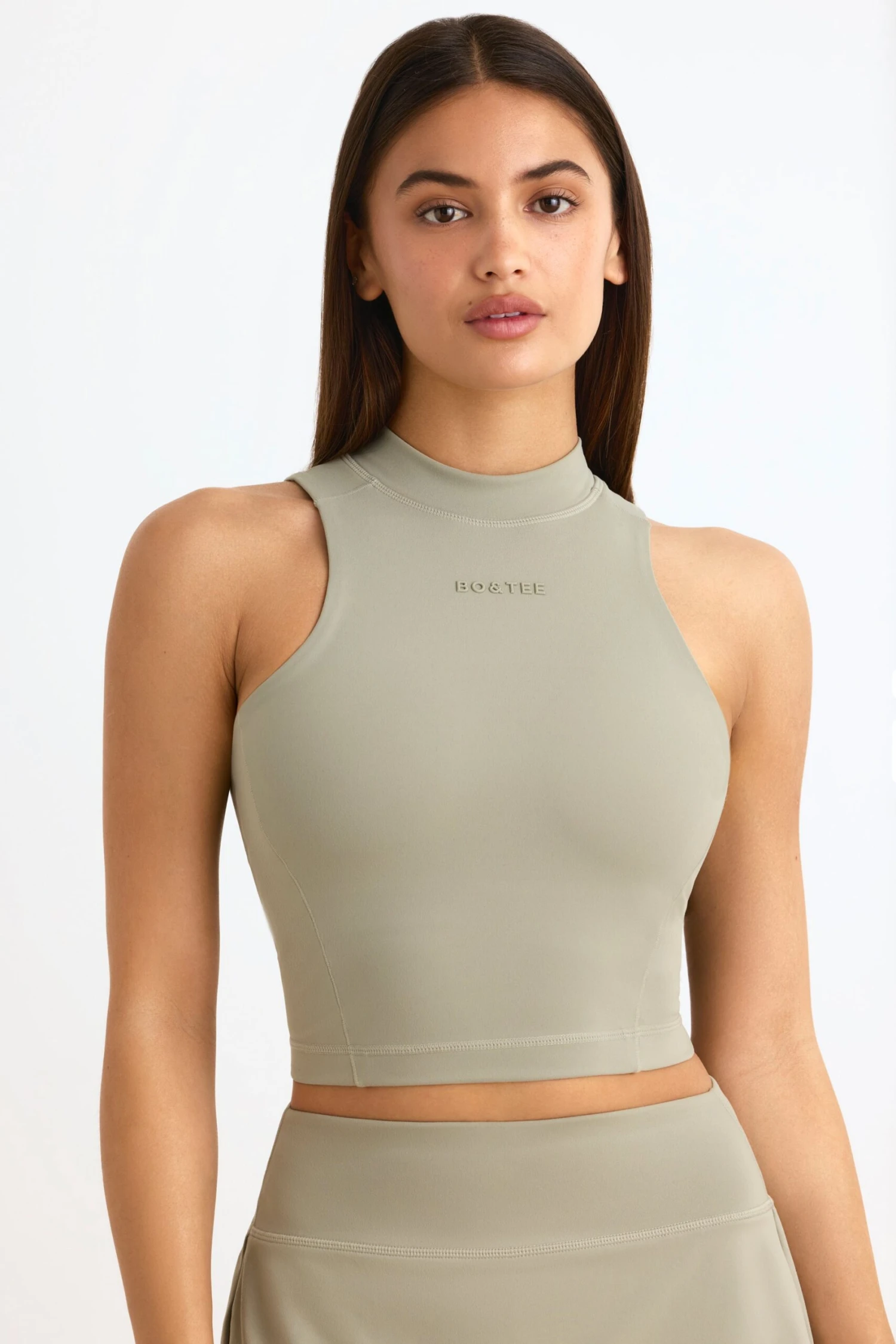 Soft Active High-Neck Tank Top In Mineral - Image 6