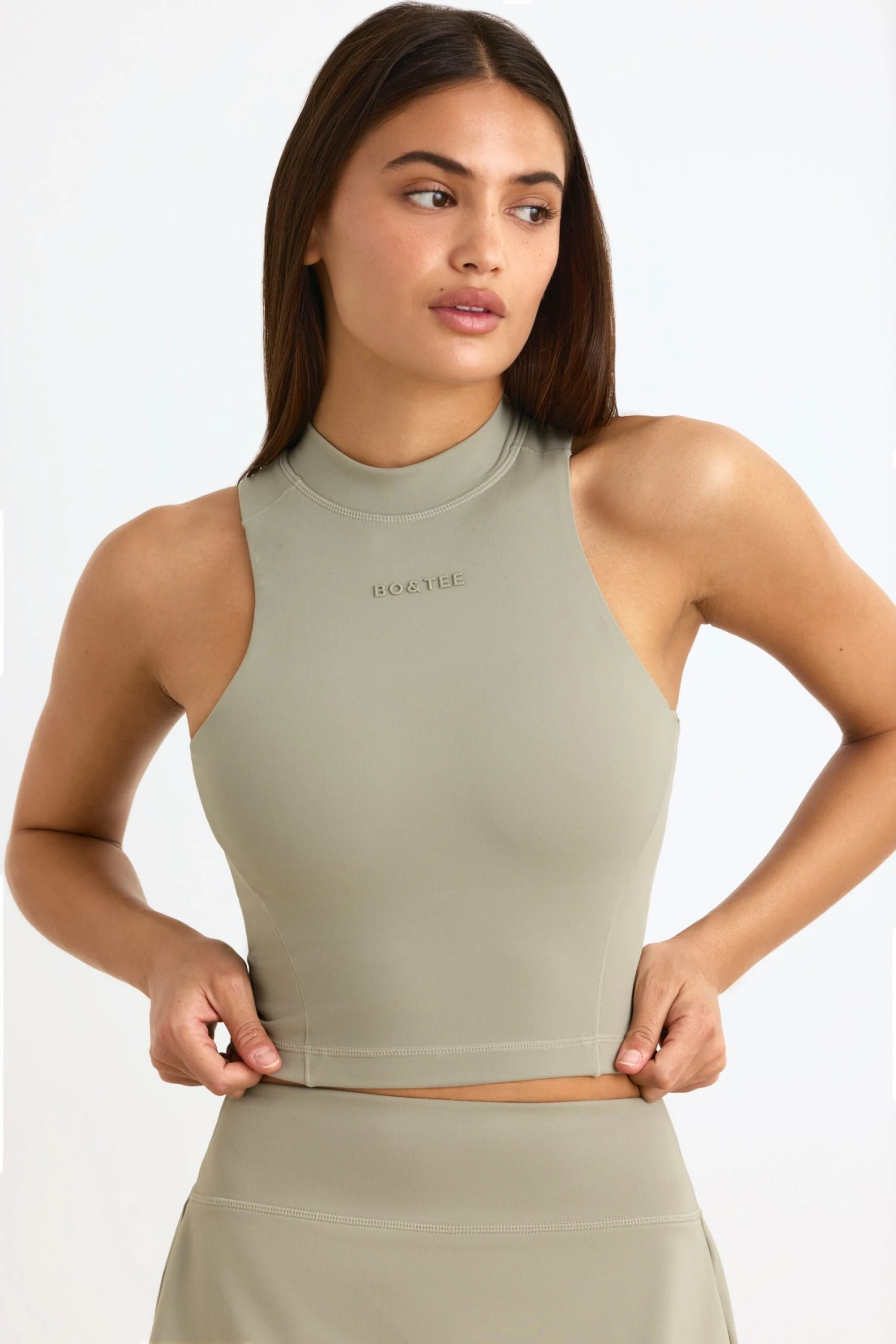 Soft Active High-Neck Tank Top In Mineral - Image 5