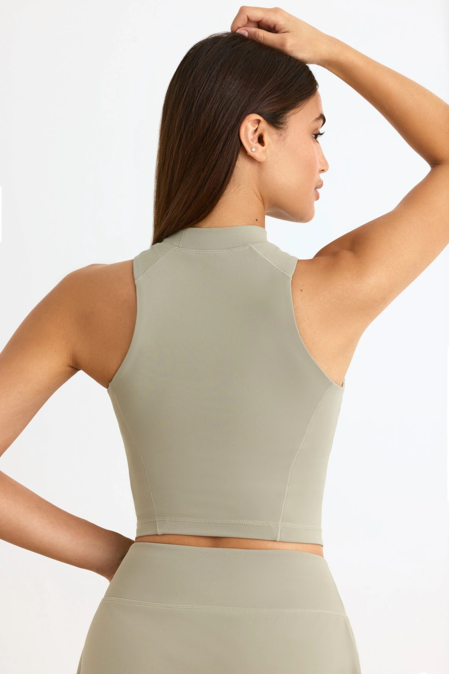 Soft Active High-Neck Tank Top In Mineral - Image 3