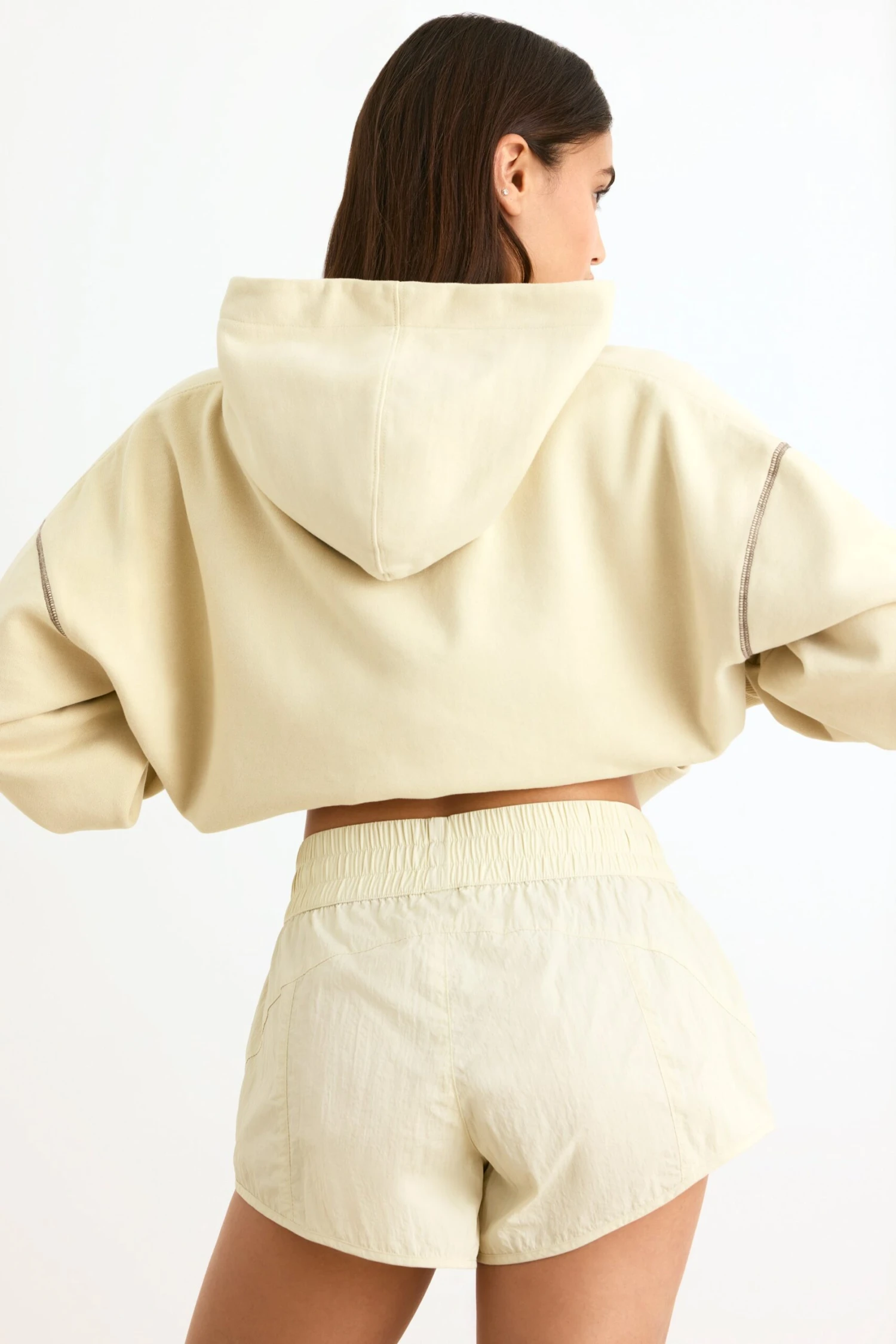 Elasticated Mini Shorts In Bone - Image 3