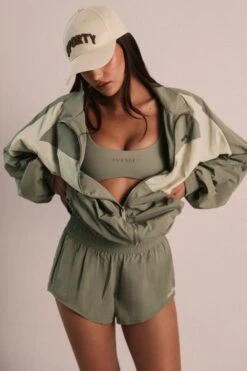 Elasticated Mini Shorts In Mineral