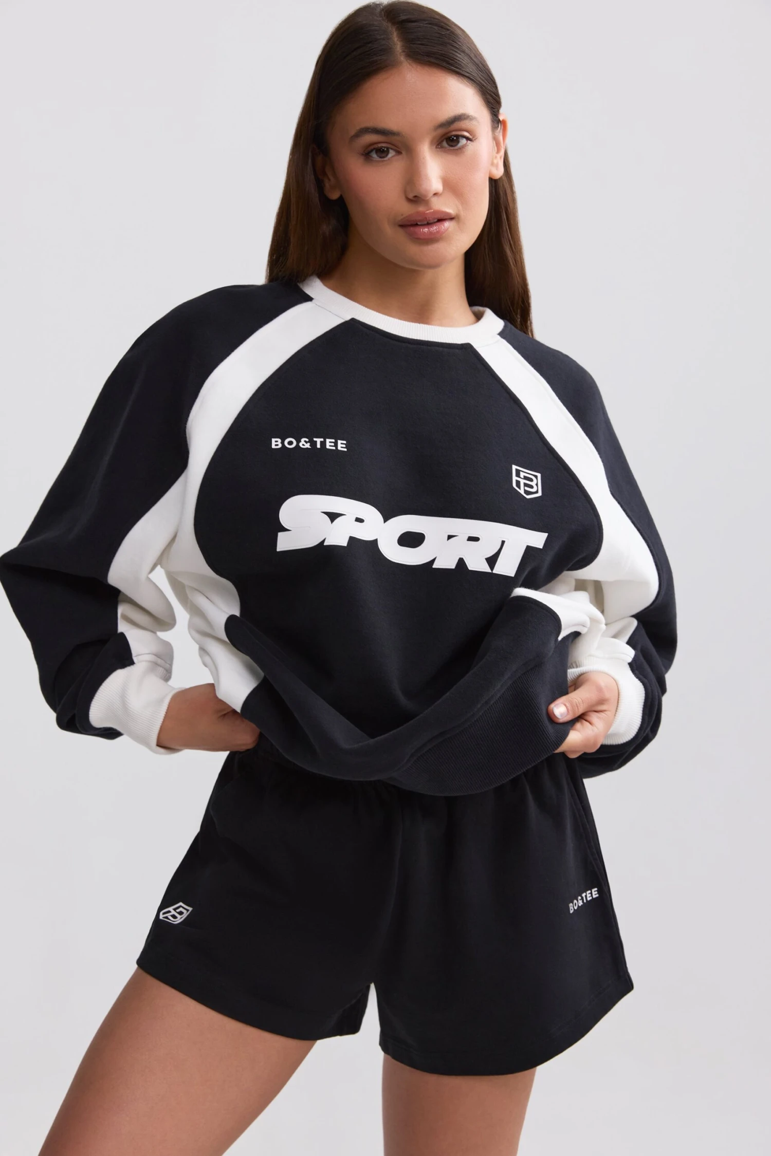 Oversized Colourblock Sweatshirt In Black - Image 6