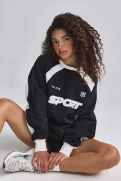 Oversized Colourblock Sweatshirt In Black