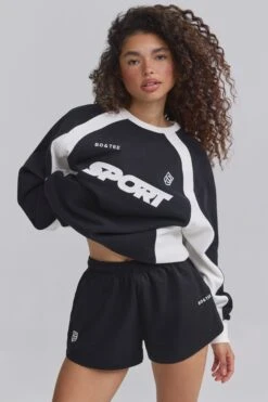 Elasticated Mini Shorts In Black