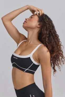 Soft Active Contrast-Trim Sports Bra In Black
