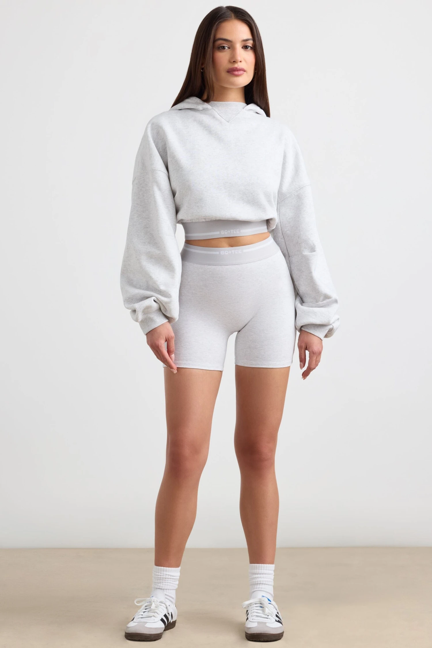 Pause - Cropped Hoodie In Grey Marl - Image 8