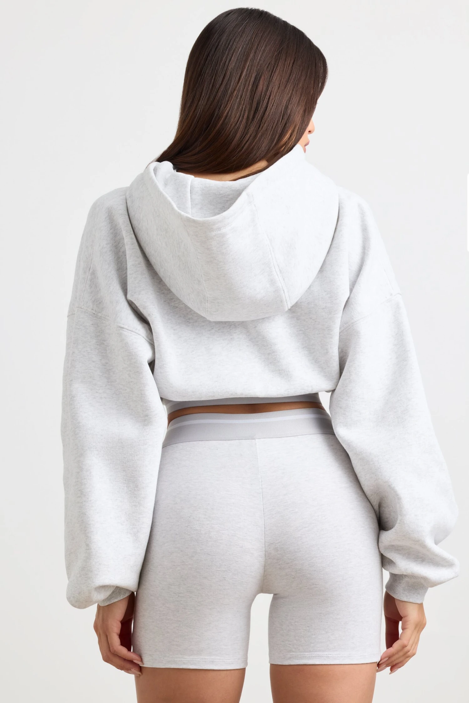 Pause - Cropped Hoodie In Grey Marl - Image 3