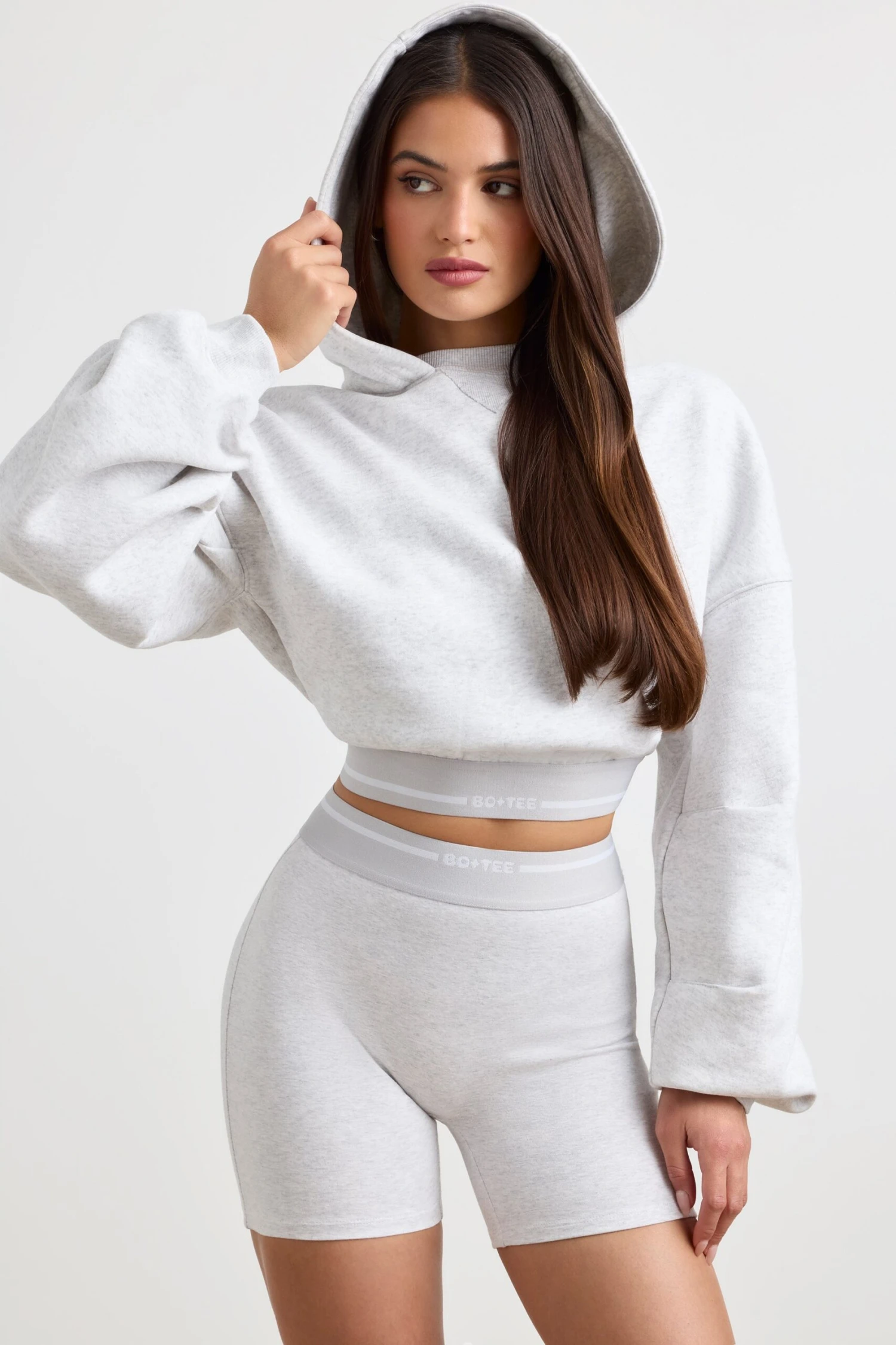 Pause - Cropped Hoodie In Grey Marl - Image 6