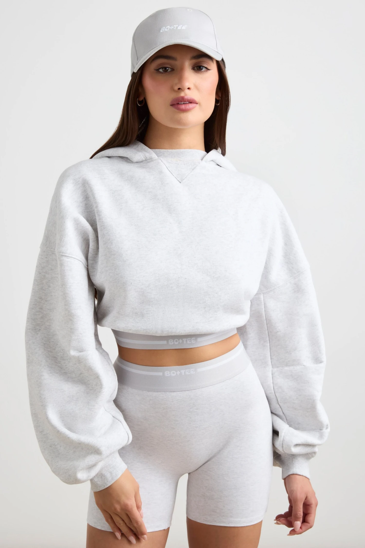 Pause - Cropped Hoodie In Grey Marl - Image 5