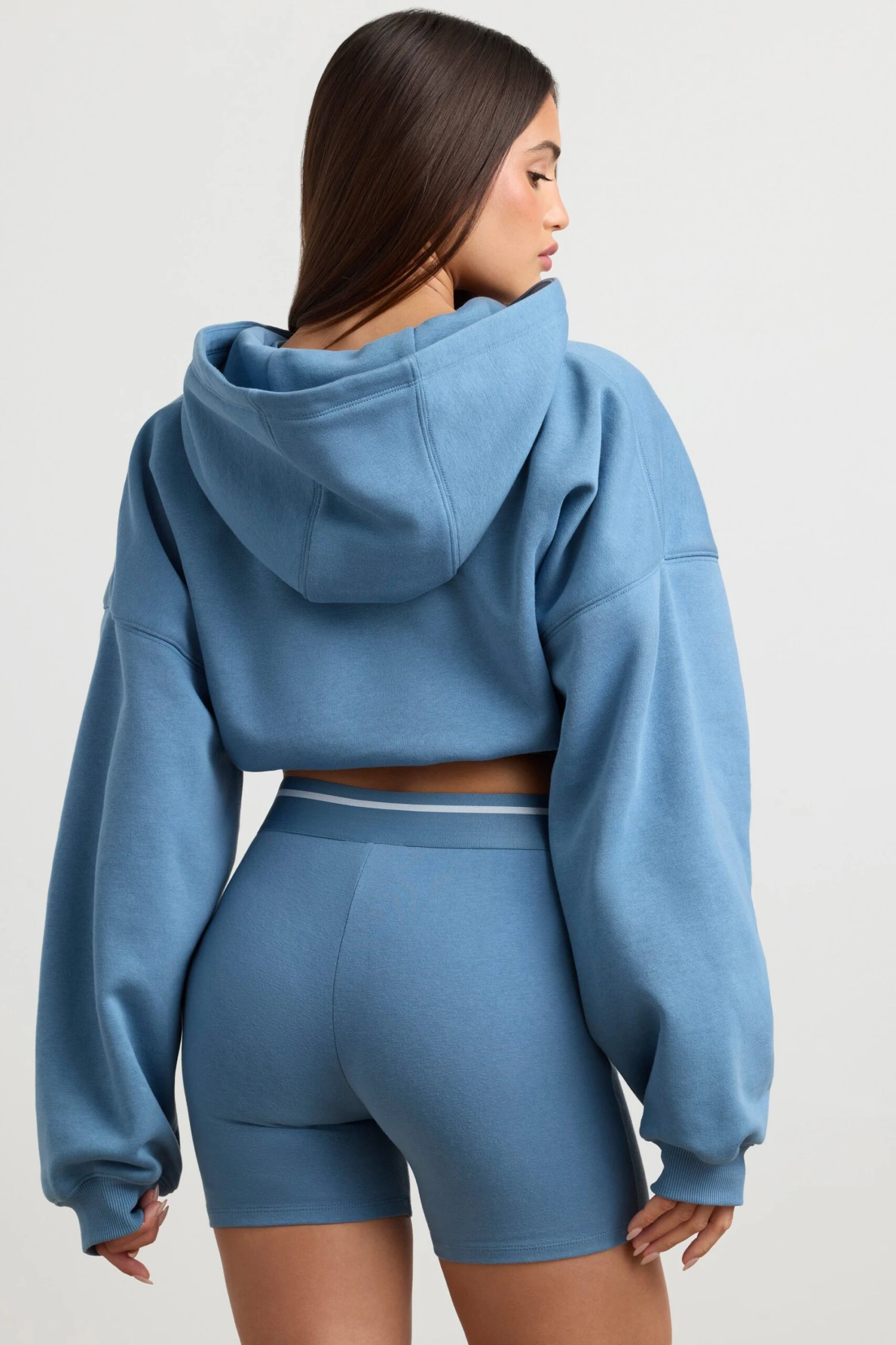 Pause - Cropped Hoodie In Steel Blue - Image 3