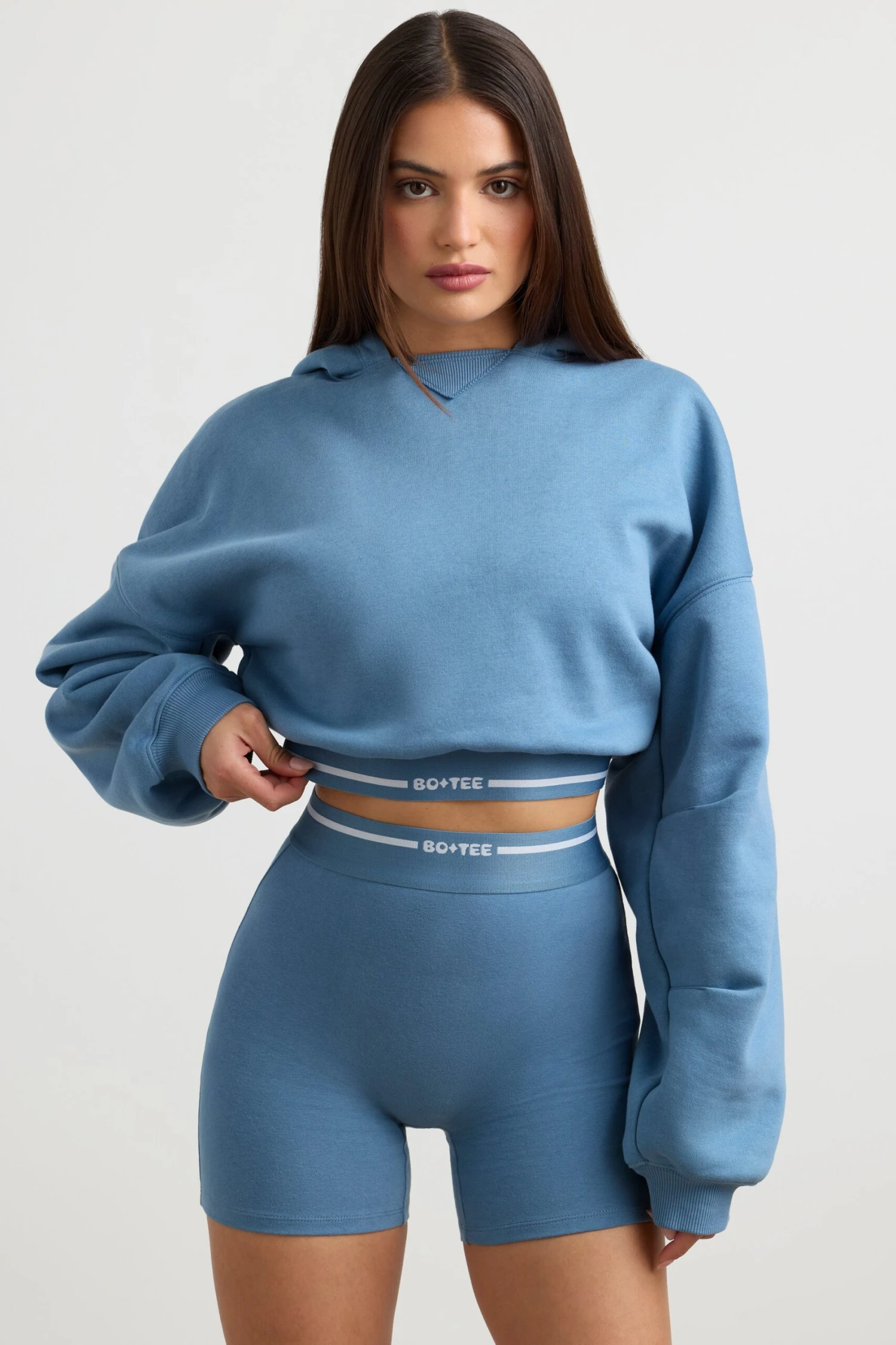 Pause - Cropped Hoodie In Steel Blue - Image 7