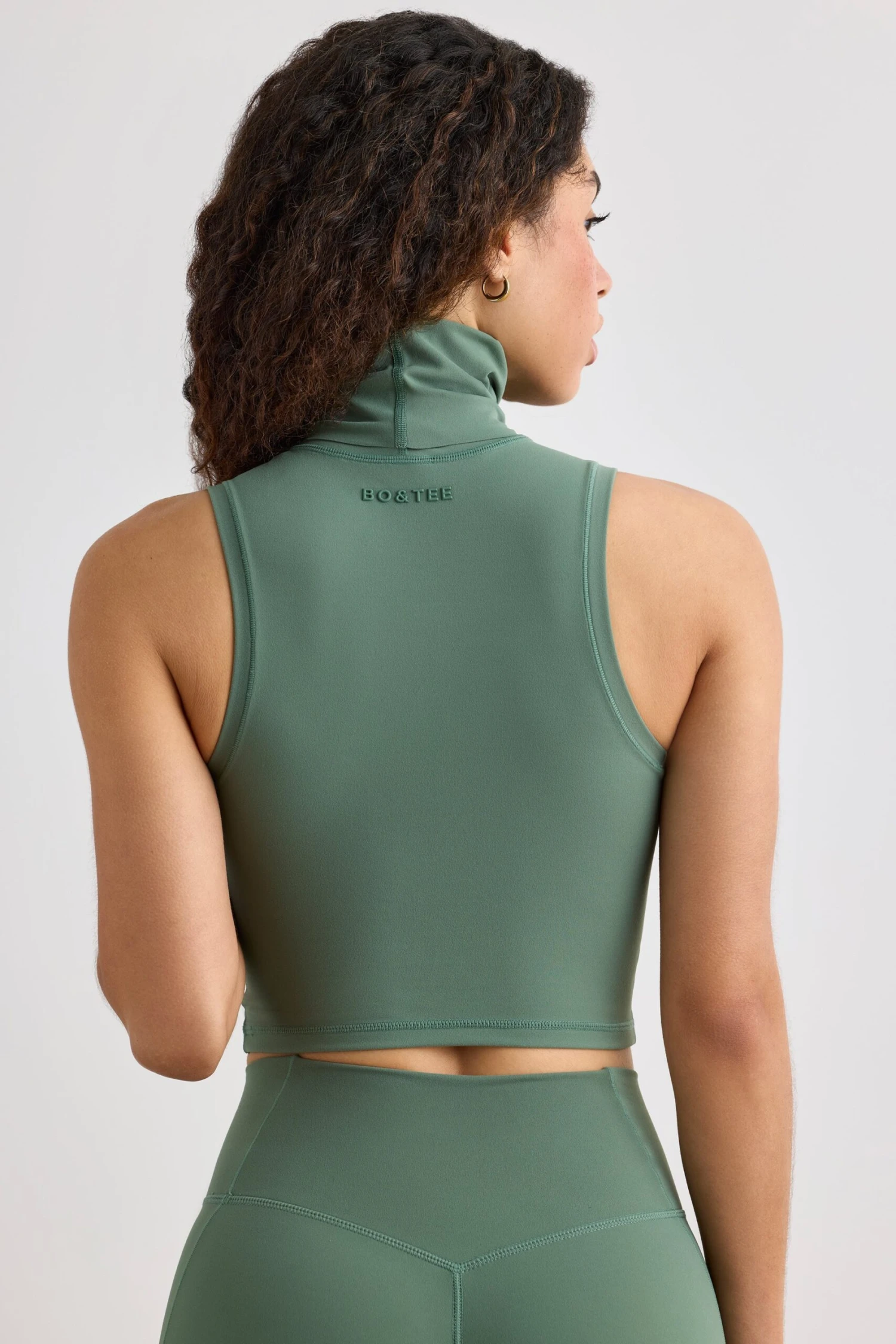 Immaculate - Soft Active Turtleneck Tank Top In Khaki - Image 3