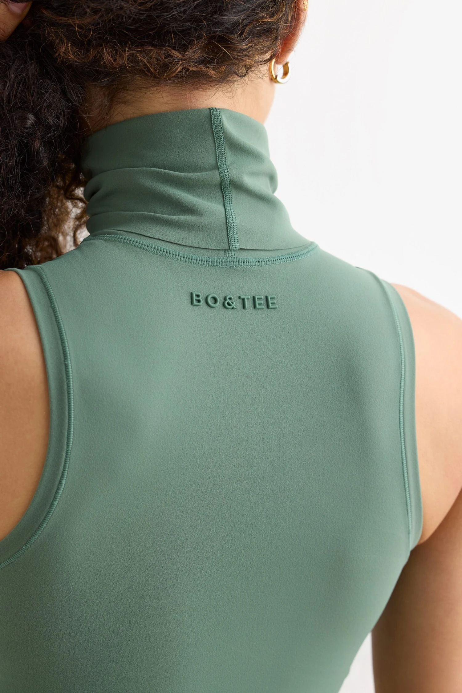 Immaculate - Soft Active Turtleneck Tank Top In Khaki - Image 4