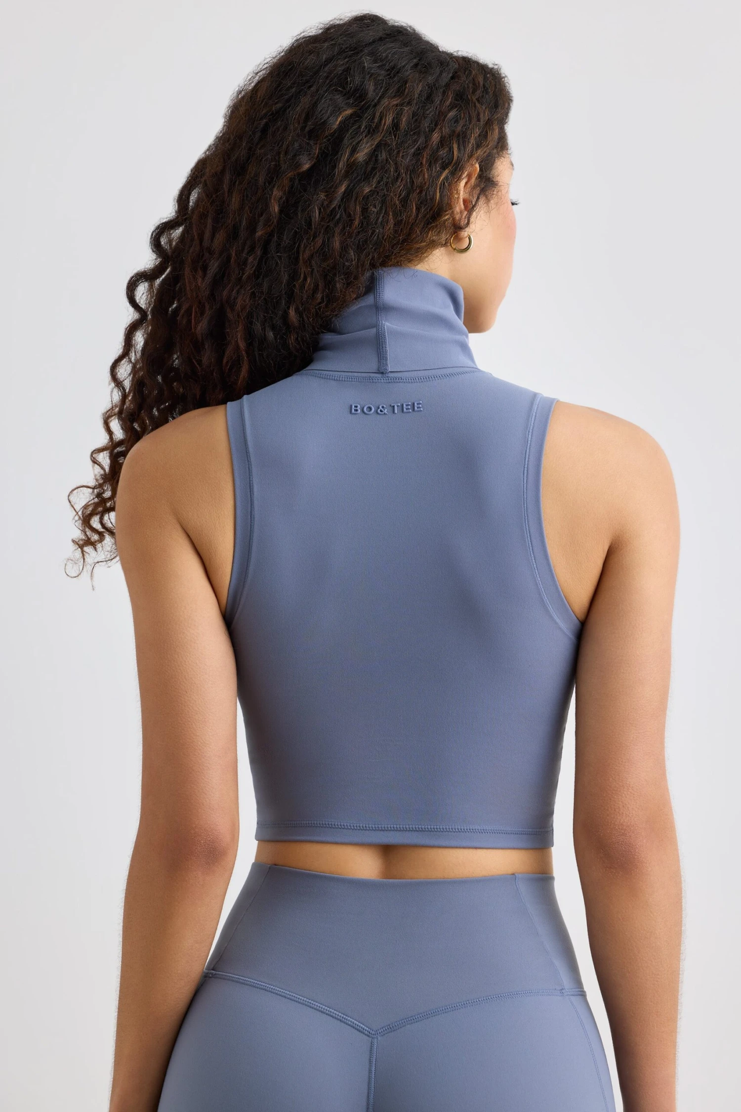 Immaculate - Soft Active Turtleneck Tank Top In Slate Grey - Image 3