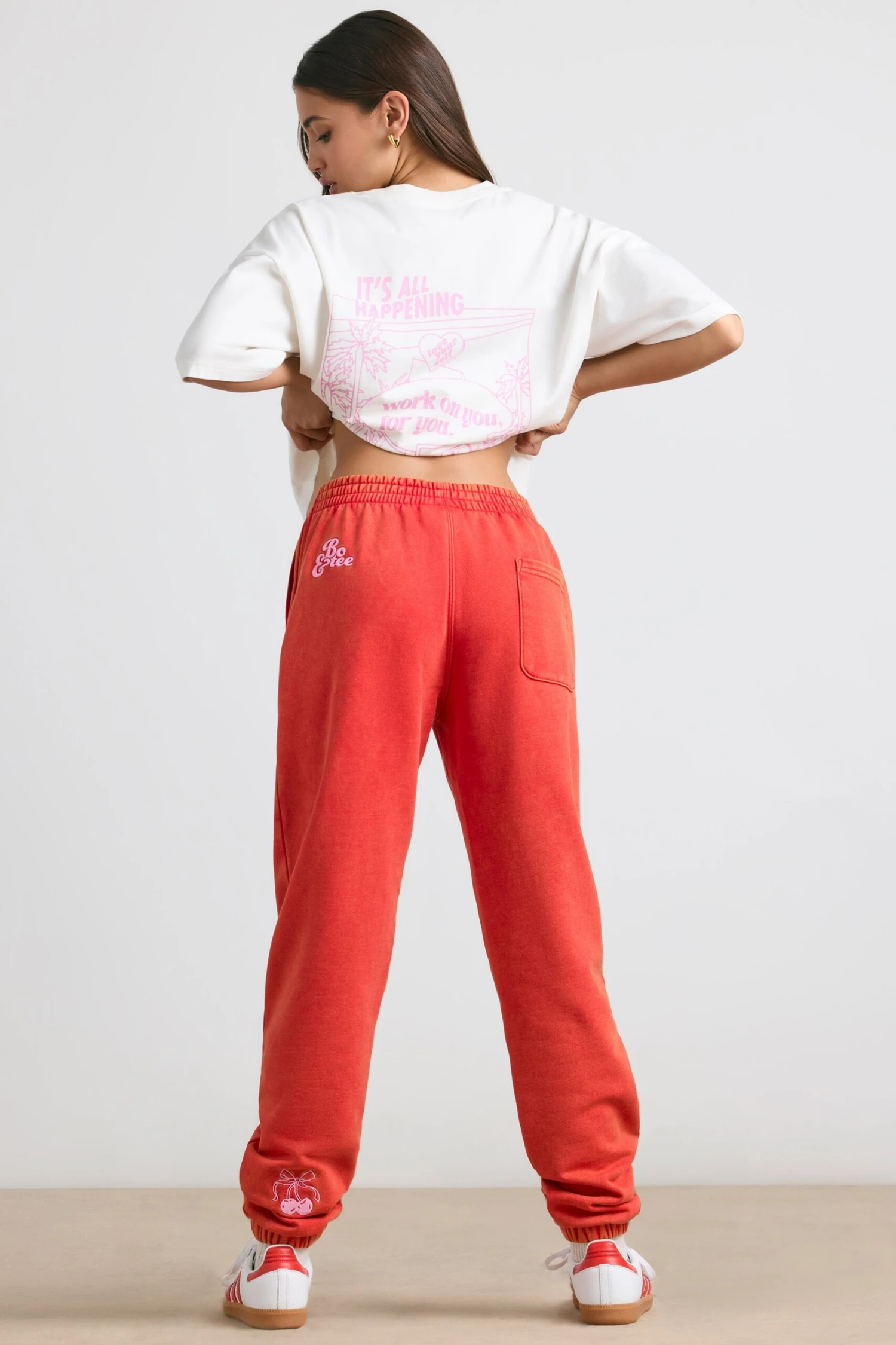 Devotion - Petite Oversized Joggers In Red - Image 3
