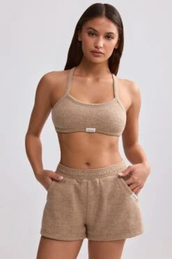Terry Towelling Shorts In Mocha Brown