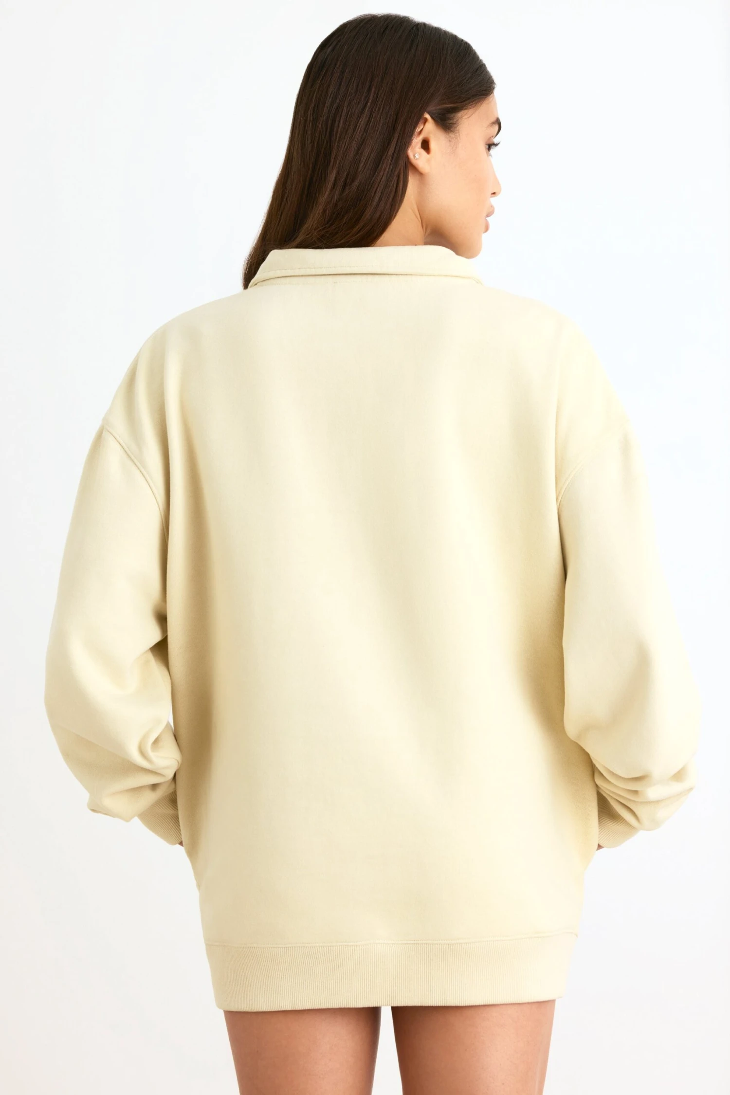Quarter-Zip Sweatshirt In Bone - Image 3