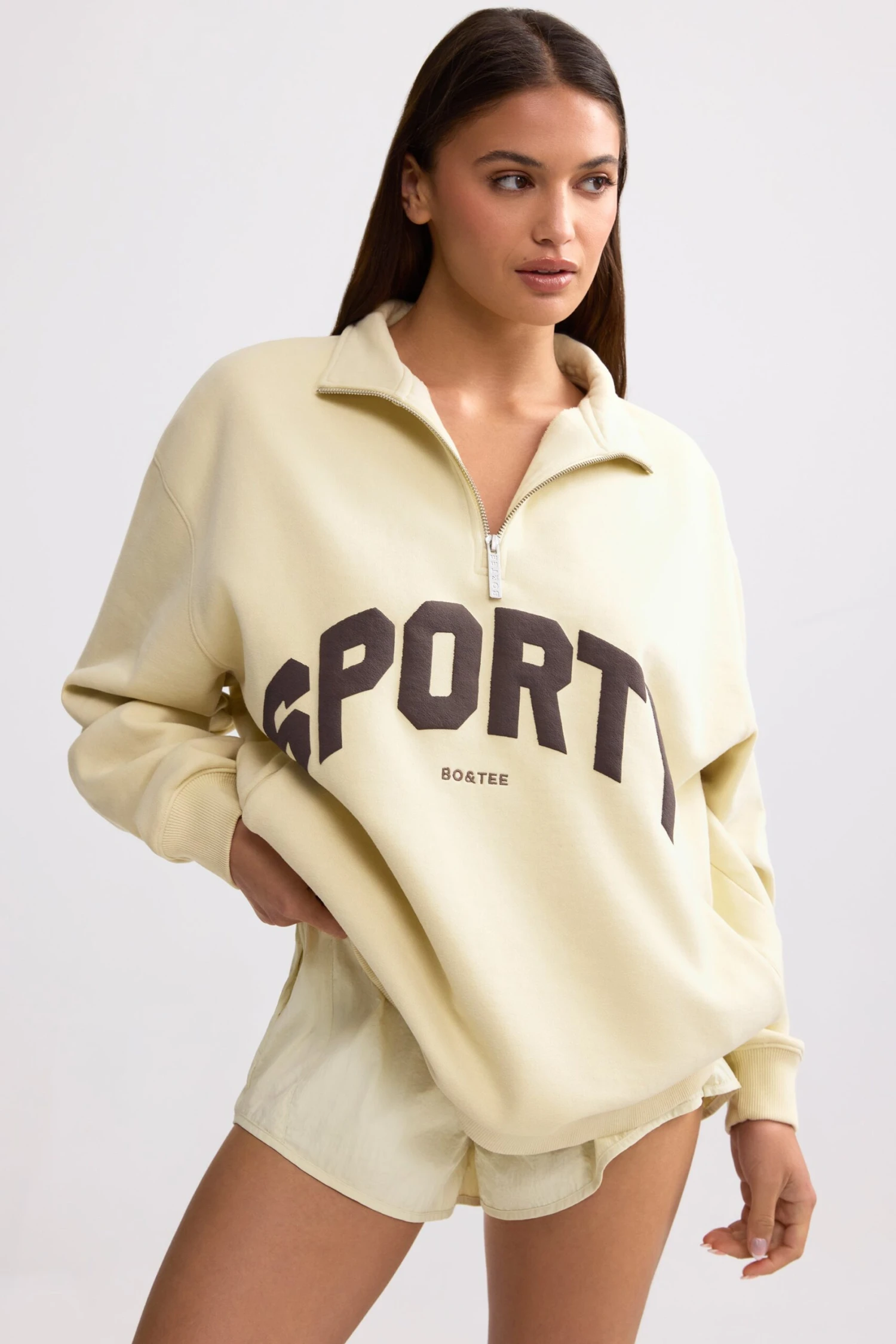 Quarter-Zip Sweatshirt In Bone