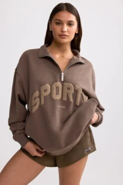 Quarter-Zip Sweatshirt In Espresso