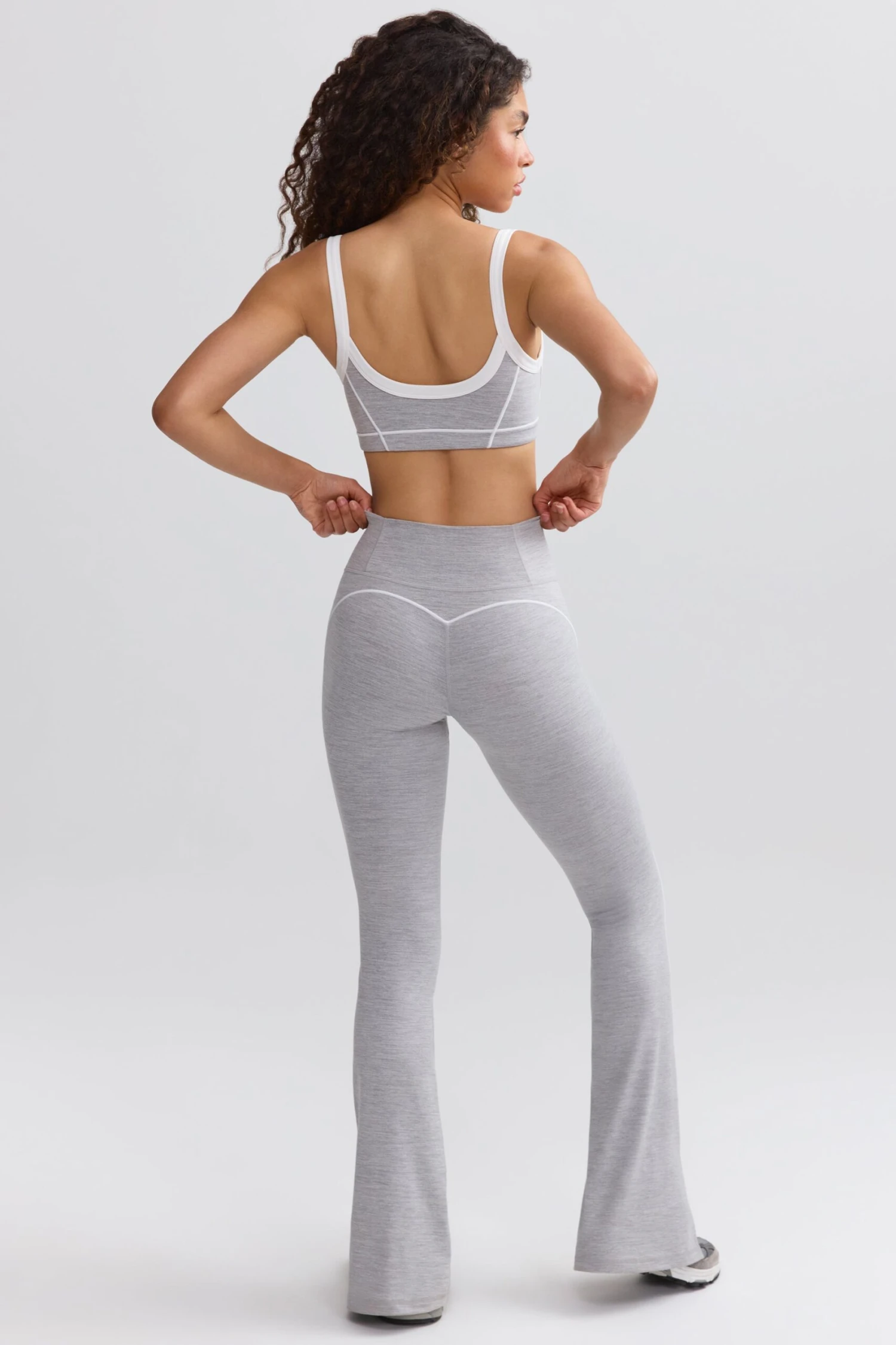 Soft Active Contrast-Trim Flared Trousers In Ice Grey - Image 3