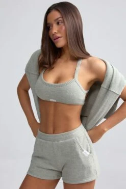 Terry Towelling Shorts In Sage Grey